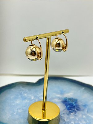 Brinco Bola Gota banho ouro - 1 par