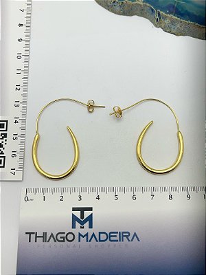 Brinco Argola longa banho ouro - 1 par