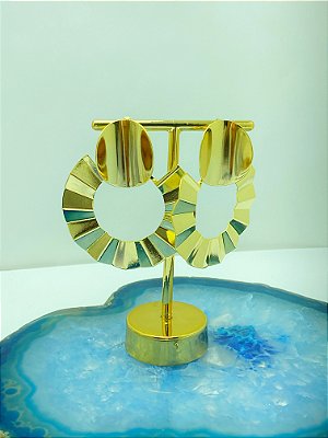 Brinco Argola Orgânico com tarraxa - banho ouro 2 milésimos camada e verniz - 1 par