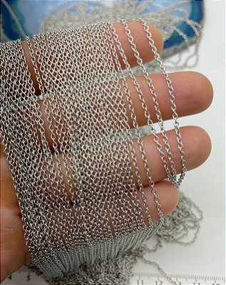 Corrente Cadeado Aço inox - arame 0,50mm - Nao escurece Nunca - 1 metro