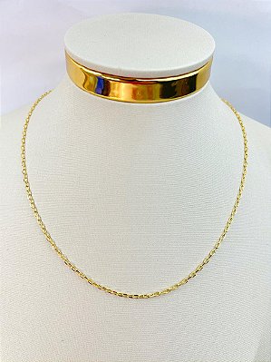 Colar Cartier diamantada com 40cm com extensora - 1 unidade - banho ouro camada 2 milesimos com verniz italiano