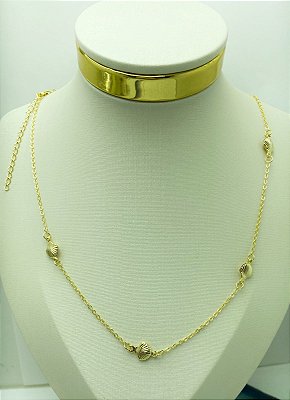 Colar concha  com extensora - medida 40cm - Banho Ouro 2 Milésimos Com Verniz - 1 unidade