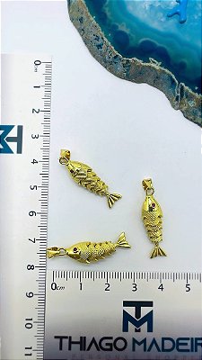 Pingente Peixe Articulado Ouro - 01 und