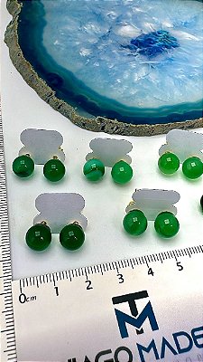 Brinco De Pedra Natural Agata Verde- O Par