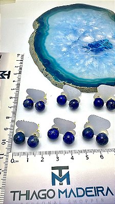 Brinco De Pedra Natural Lapis Lazuli - O Par