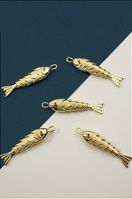 Pingente Peixe Articulado Ouro 18K - 01 und