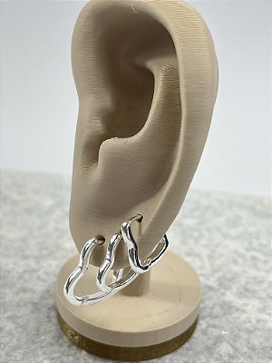 Trio Brinco Coracao Click banho Semijoia Prata 925 semijoia - conjunto com 3 pares