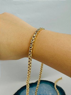 Corrente Veneziana Redonda Ouro Com Verniz Cataforetico - 60Cm