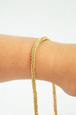 Corrente Espiga Ouro Com Verniz Cataforetico - 75Cm