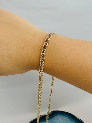 Corrente Grume Dupla Ouro Com Verniz Cataforetico - 85Cm