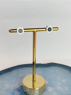 Brinco Redondo Preto Aço Inox - 1 par