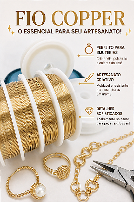 Fio copper 0,40mm - 01 metro - dourado