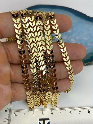 Corrente Flecha Banho Ouro Camada 2 Milésimos Com Verniz Protetivo italiano - 1 Metro