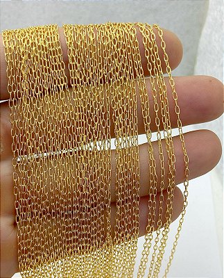 Corrente Cartier para Terço arame 0,40Mm Banho Ouro * Semijoia * 5 Milésimos camada Com Verniz Protetivo - 1 Metro