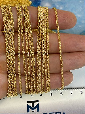 Corrente Torcida Banho Ouro Camada 2 Milésimos Com Verniz Protetivo Italiano - 1 Metro