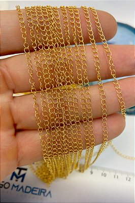 Corrente Alongadora Extensora 0,50Mm Banho Ouro Camada 2 Milésimos Com Verniz italiano - 1 Metro