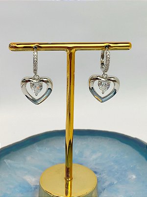 Brinco banho niquel com zirconia tarraxa em aço inox - 1 par