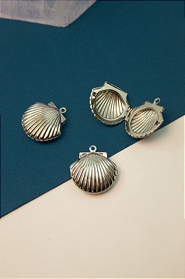 Pingente Relicario Concha Aço Inox - 01 unid