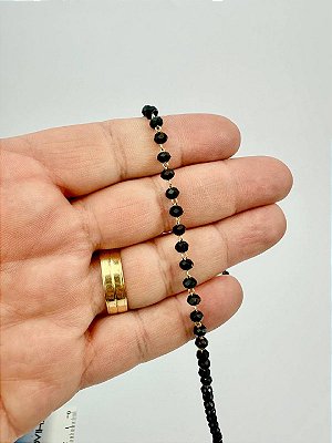 Corrente Cristal 4Mm Banho Ouro E Verniz Cataforetico - 01 Metro
