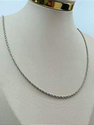Colar Cordao Baiano 60cm com extensora * Aço Inox *  diametro 2,5mm - 1 unidade