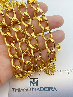 Corrente Grume Aberta Lixada - arame 3,0mm - Aluminio ouro - 1 metro