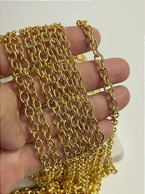 Corrente Cadeado arame 1,50mm - Alumínio Anodizado Ouro - 1 metro