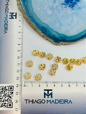 Pingente Passante Trevo Cravejado Ouro - 01 Unid