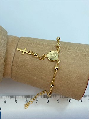 Pulseira Terço Aparecida Banho ouro 2 milésimos - medida 17cm com extensor