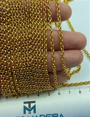 Corrente Guarana portuguesa arame 0,90mm - Aluminio Anodizada Ouro - 1 metro