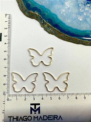 Pingente Caixa Borboleta 23x32Mm Ouro - 01 Unid