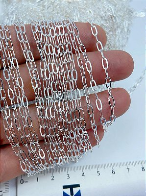 Corrente Cartier Diamantada 0,80Mm - Banho semijoia Prata 925 com 50 milésimos de camada e Verniz Protetivo - 1 metro