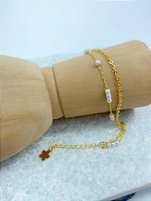 Pulseira Perola Banho Ouro 2 milésimos - 1 unidade