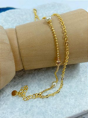 Pulseira Perola Banho Ouro 2 milésimos - 1 unidade