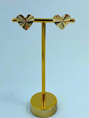 Brinco Coracao Banho ouro 2 milésimos - 1 Par