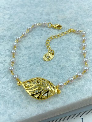 Pulseira folha Banho Ouro 2 milésimos - 1 unidade
