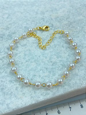 Pulseira perola Banho Ouro 2 milésimos - 1 unidade