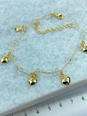 Pulseira coracao Banho Ouro 2 milésimos - 1 unidade