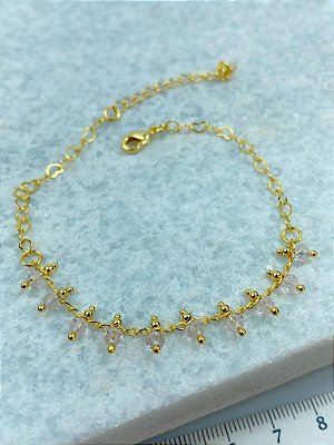 Pulseira cristal Banho Ouro 2 milésimos - 1 unidade