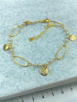 Pulseira concha Banho Ouro 2 milésimos - 1 unidade