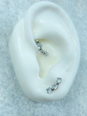 Brinco Aço inox Zirconia com tarraxa - 1 par