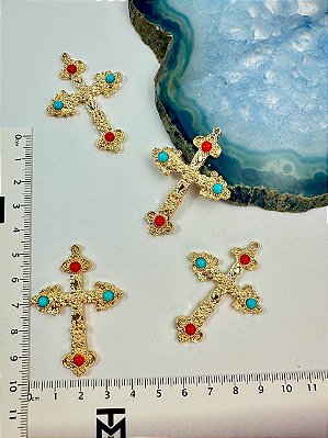 Pingente Religioso Cruz Boho - 01 pc