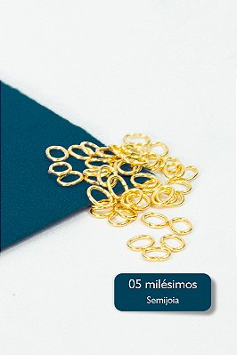 Argolinha 5mm Oval 5 Milésimos Ouro - 50pçs