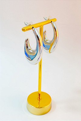 Brinco Argola Gota banho niquel branco - 1 par - Brinco super leve