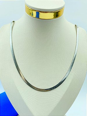 Colar Aço Inox Fita 4mm - medida 60cm com Extensora - 1 Unidade