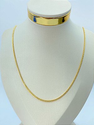 Colar Grume 0,80mm lixada Medida 50Cm - Banho Ouro camada 2 Milésimos - 1 unidade