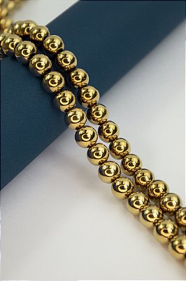 Fio Hematita Dourada Bolinha 10mm - O Fio
