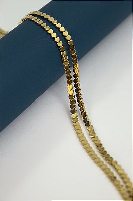 Fio Hematita Dourado Coracao 4mm - O Fio
