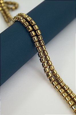 Fio Hematita Dourado Tubo 6x6mm - O Fio