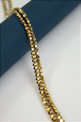 Fio Hematita Dourado Sextavado 4x4mm - O Fio