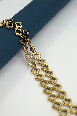 Fio Hematita Dourado Trevo 12mm - O Fio